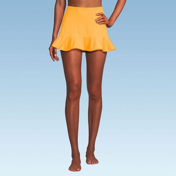 Land's End Ruffle Hem Mini Swimsuit bottom Skirt papaya orange color size 8 - Picture 4 of 9